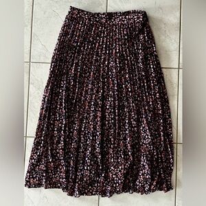 Long Pleated Floral Skirt